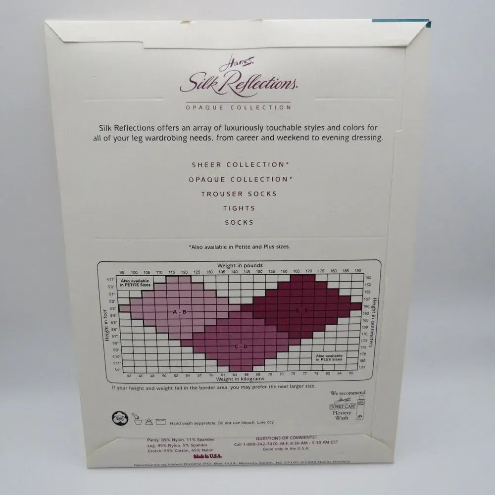 VTG Hanes Silk Reflections E37 Opaque‎ Jet Control Top Support Pantyhose Sz AB